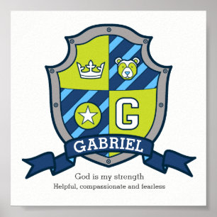 Poster Gabriel nom de garçon signifiant heraldique crête 