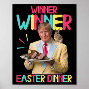Poster Gagnant Gagnant Dîner de Pâques Drôle de Lapin Tru