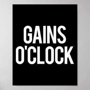 Poster Gains O'clock Funny Gym Poids Bodybuilding
