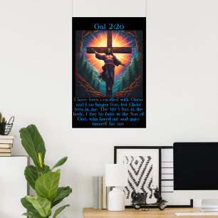 Poster Gal 2:20 avec Jésus sur la croix