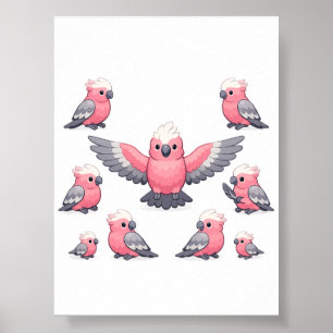 Poster Galah Cacatoès Motif Rose Perroquet Drôle Oiseau