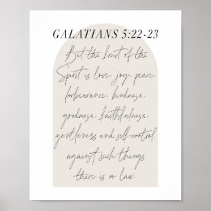 Poster Galates 5:22-23 Mini Boho Arc Beige Script