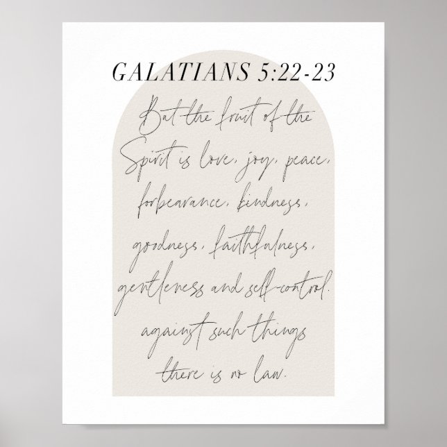 Poster Galates 5:22-23 Mini Boho Arc Beige Script (Devant)