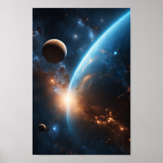 Poster Galaxie Bleue Orb Cosmique Stellaire Univers