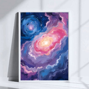 Poster Galaxie ci-dessus Ciel Étoiles Pastel Aquarelle