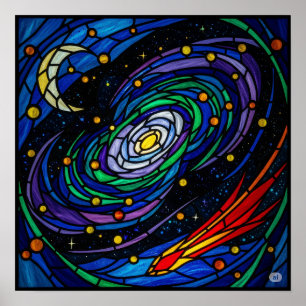 Poster Galaxie cosmique Art en verre tendu