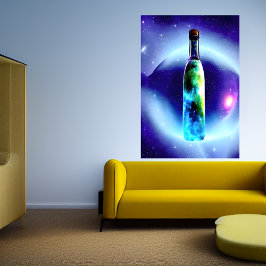 Poster Galaxie dans une bouteille dans l'espace | AI Art 