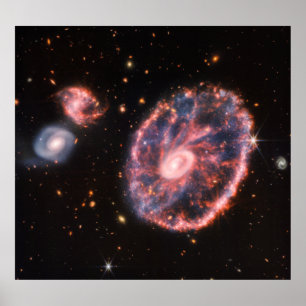 Poster Galaxie du Cartwheel, télescope spatial James Webb