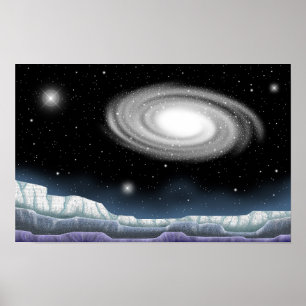 Poster Galaxie scintillante vue d'une planète.