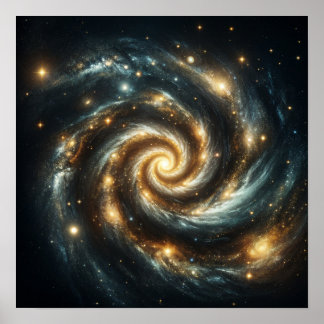 Poster Galaxie spirale dorée