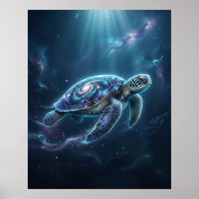 Poster Galaxie Tortue Océan Cosmique (Devant)