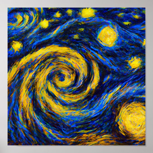 Poster Galaxie Universe dans le style Van Gogh (Devant)