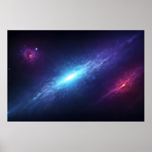 Poster Galaxie vibrante bleue Supernova Espace extra-atmo