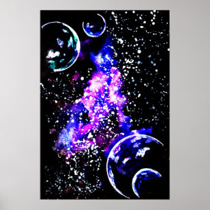 Poster Galaxie violette avec planètes
