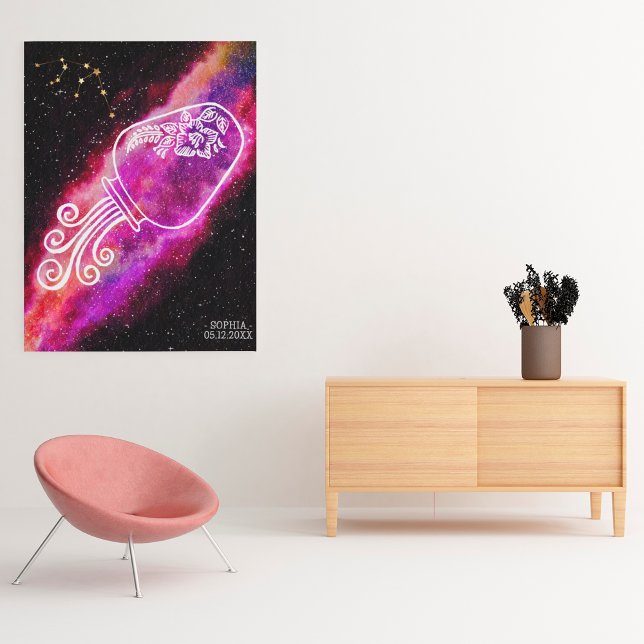 Poster Galaxy Aquarius Symbole Zodiaque Personnalisé Art  (Créateur téléchargé)