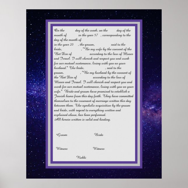 Poster Galaxy Ketubah dans le texte de la réforme canadie (Devant)