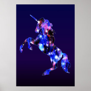 Poster Galaxy rose belle licorne brillant image