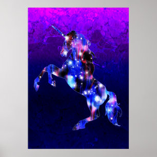 Poster Galaxy rose belle licorne brillant image