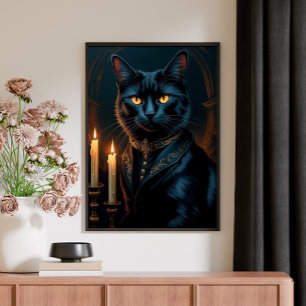 Poster Galerie d'Art de Chat Noir Médiéval Victorien