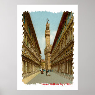 Poster Galerie de Florence Uffizi d'aquarelle