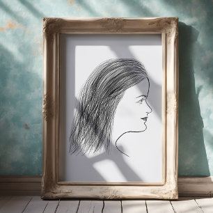Poster Galerie de profils de femmes en noir et blanc pour