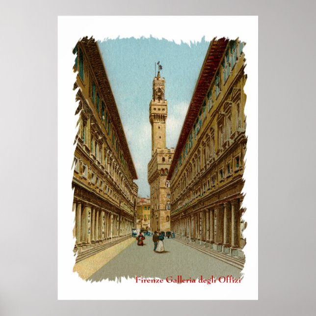Poster Galerie des Offices d'Aquarelle Florence (Devant)