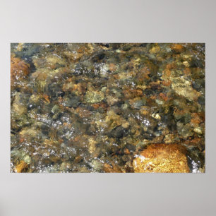 Poster Galets brun et gris usés par la rivière, Naturel