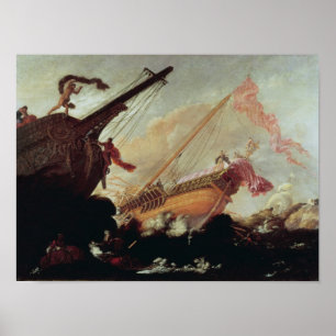 Poster Galions détruits sur un rivage rocheux