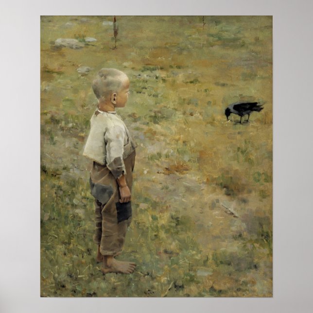 Poster Gallen-Kallela - Garçon Avec Un Corbeau (Devant)