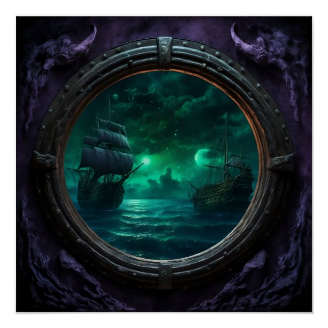 Poster Galleon fantôme sous les étoiles hantées (Devant)