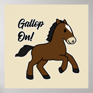 Poster Gallo Adorable ! Design de cheval kawaii heureux