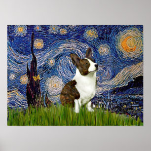 Poster Gallois Corgi Cardigan - Nuit étoilée