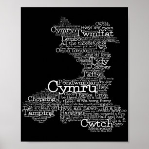 Poster Gallois Slang Word Art Map