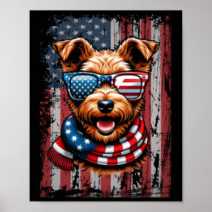 Poster Gallois Terrier Amoureux des chiens Us Drapeau 4 j