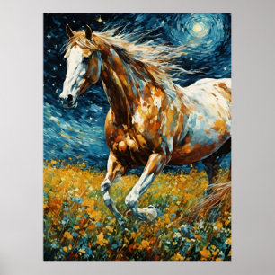 Poster Galloping Pinto Stallion Van Gogh