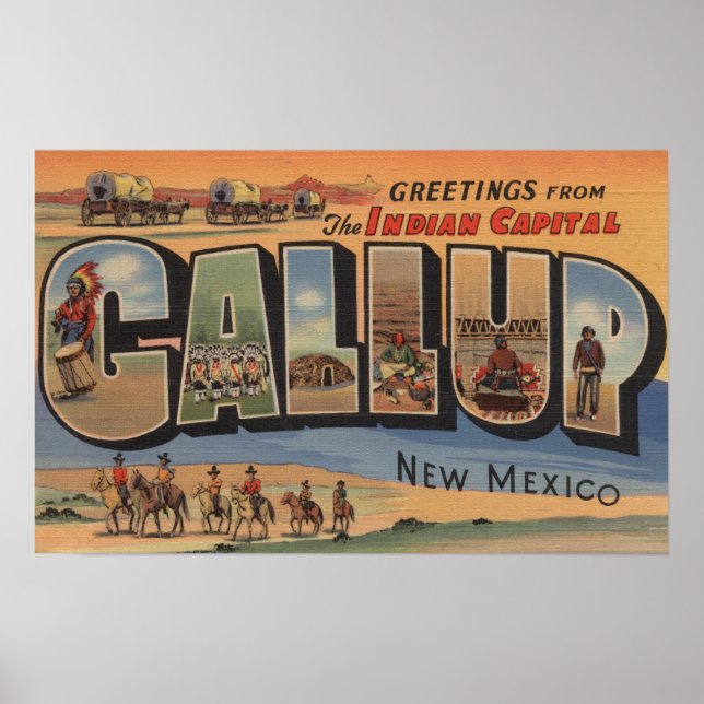 Poster Gallup, Nouveau-Mexique - Scènes de grandes lettre (Devant)