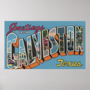Poster Galveston, Texas - Scènes de grandes lettres