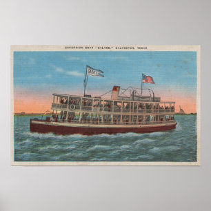 Poster Galveston, TX - Vue du Galvez
