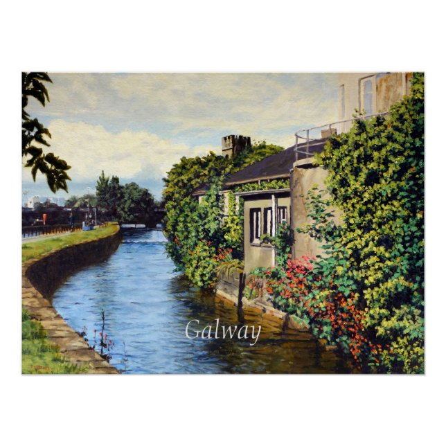 Poster Galway City Irlande Pittoresque Canal View (Devant)