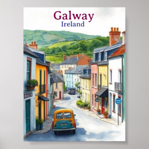 Poster Galway Irlande Endroit de Voyage Célèbre Vintage