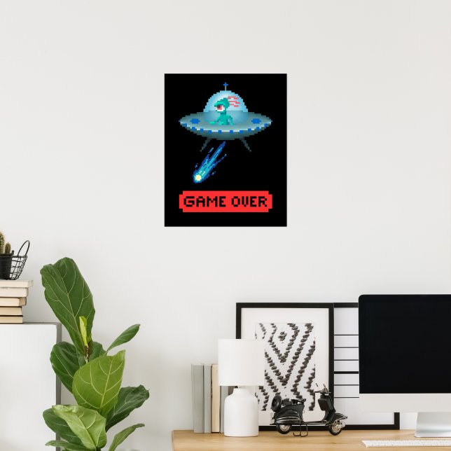 Poster "Game Over" Alien volant un vaisseau spatial OVNI, (Bureau à domicile)