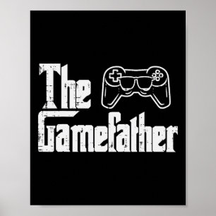 Poster Gamefather Fun Gaming Fête des pères Parodie Gamer