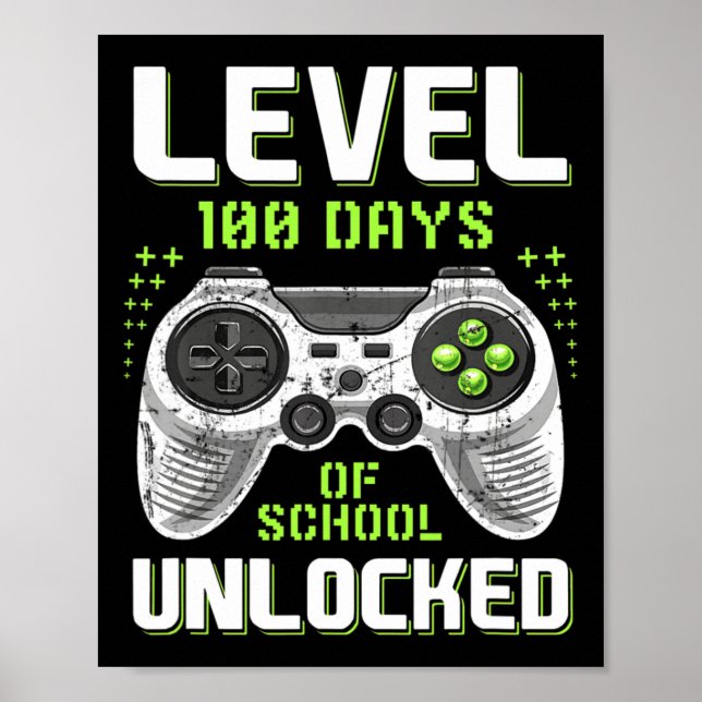 Poster Gamer 100e Jour De Niveau D'École 100 Jours Déverr (Devant)
