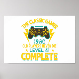 Poster Gamer Anniversaire Cadeau personnalisé Année et âg