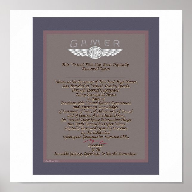 POSTER GAMER AWARD (Devant)