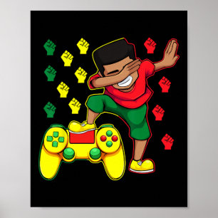 Poster Gamer Boy Dabbing Juneteenth Manette de jeu vidéo