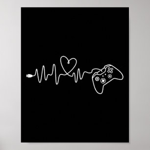 Poster Gamer Heartbeat - Console Gaming Lover Pc Vid