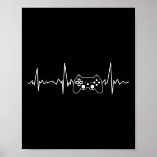 Poster Gamer Heartbeat Funny Vidéo Jeu Cadeaux Garçons Ho