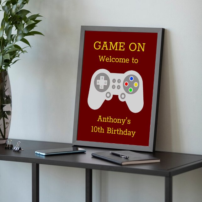 Poster Gamer moderne N'importe quel âge fête d'anniversai (Créateur téléchargé)