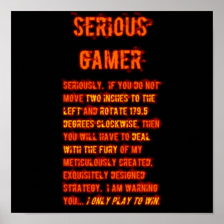 Poster Gamer Sérieux - Orange